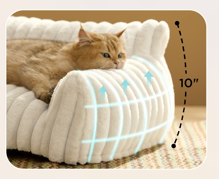 Cute Cat Couch For Pets - Fluffy Cat Beds With Premium Soft Corduroy Fleece, Fuz
