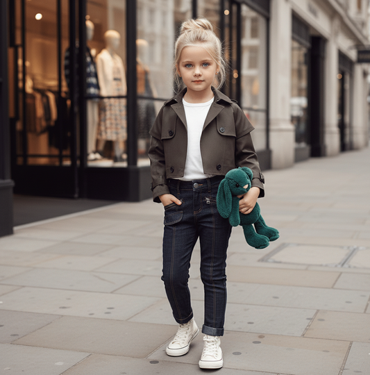 Girls Cropped Trench Jacket Lightweight Short Coat Spring Summer Age 4-14Y