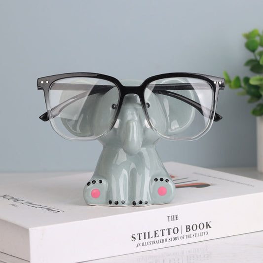 Creative Cute Lucky Elephant Eyeglass Stand Holder  Decorative Display Rack For Eyewear Shop, Home, And Office Desk Organizer