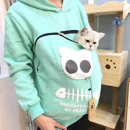 Cat Carrier Hoodie - Portable Pet Clothes for Walking, Cuddling, and Carrying Cats or Dogs