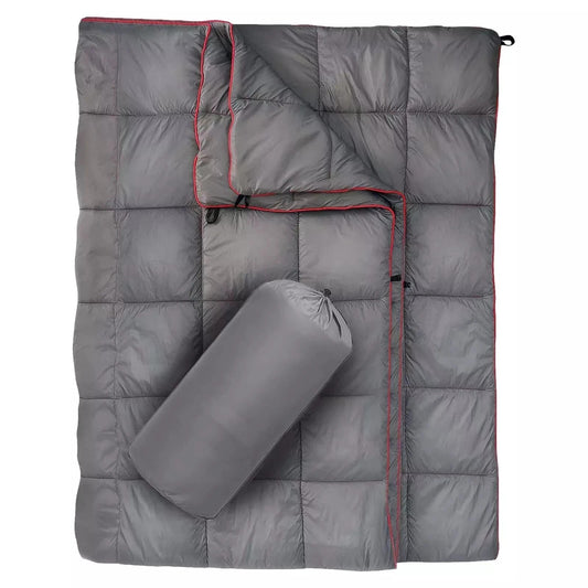 Couverture de camping en duvet, légère et compactable pour randonnée, gris