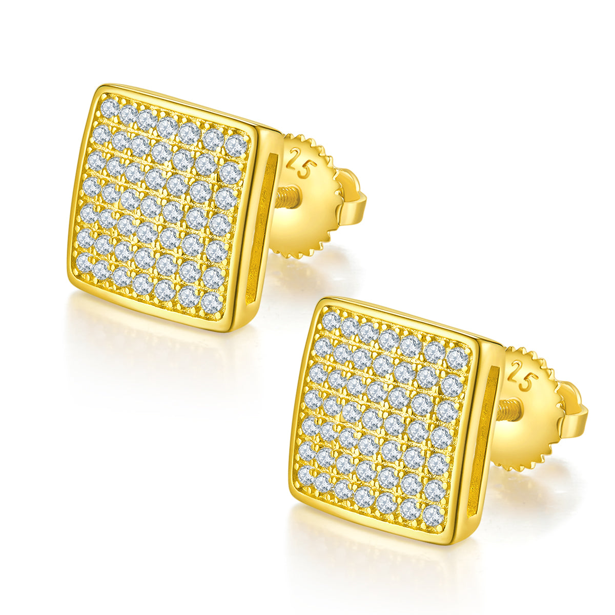 Boucles d'Oreilles Carrées Argent S925 Moissanite D VVS1