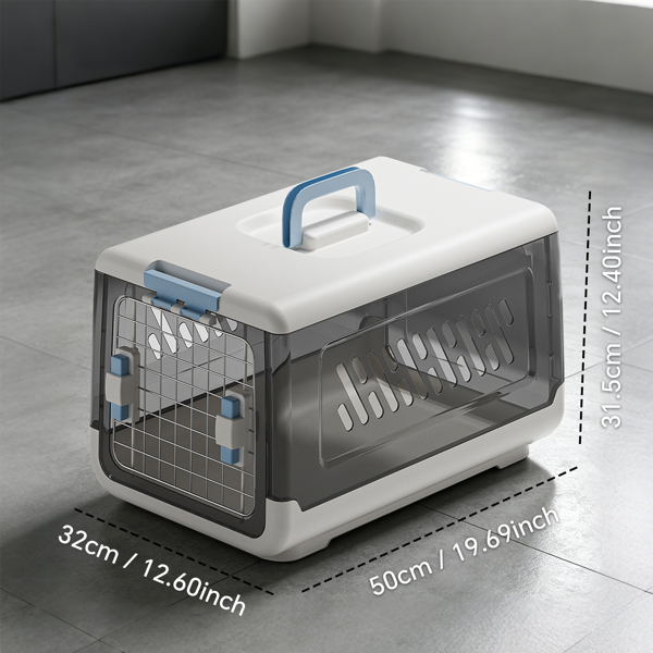 Maison de Toilette Fermée pour Chat avec Poignée - Anti-traces Blanche