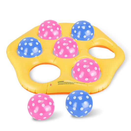 1Pc  Inflatable Tic-Tac-Toe Pool Game Set With 7 Balls Summer Water Toy Portable Inflatable Game For Pool Beach