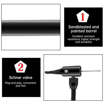 Portable Bike Pump (Schrader Valve 80psi), Lightweight Tube, Manual Inflator (Road/MTB), Cycling Accessories