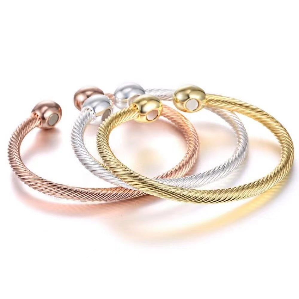 Open Magnet Couple Adjustable Thread Wristband