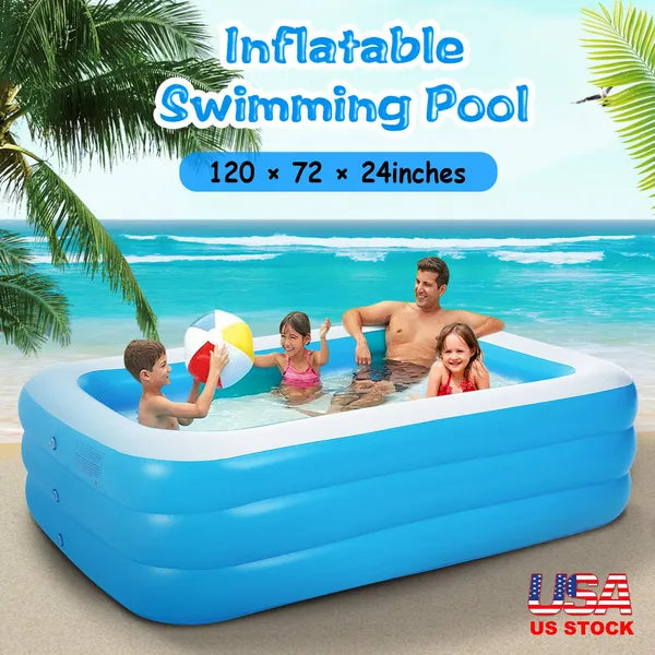 Inflatable Swimming Pools Inflatable Lounge Pool For Kids Baby-Adult Inflatable Water Ball Pool For Outdoor Garden Back-yard Summer Water Party 120X72X24in-No Shipments On Weekends