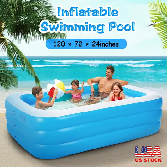 Inflatable Swimming Pools Inflatable Lounge Pool For Kids Baby-Adult Inflatable Water Ball Pool For Outdoor Garden Back-yard Summer Water Party 120X72X24in-No Shipments On Weekends