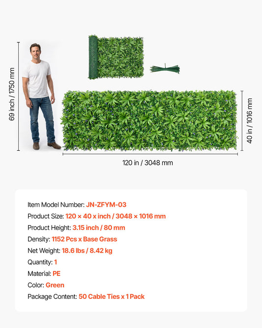 Artificial Plant Wall, 40 X 120 In Artificial Boxwood Panels, Sun Protection Greenery Backdrop Privacy Hedge Fence, Fake Grass Screen For Wedding, Indoor, Outdoor Garden, Backyard (1 PC)