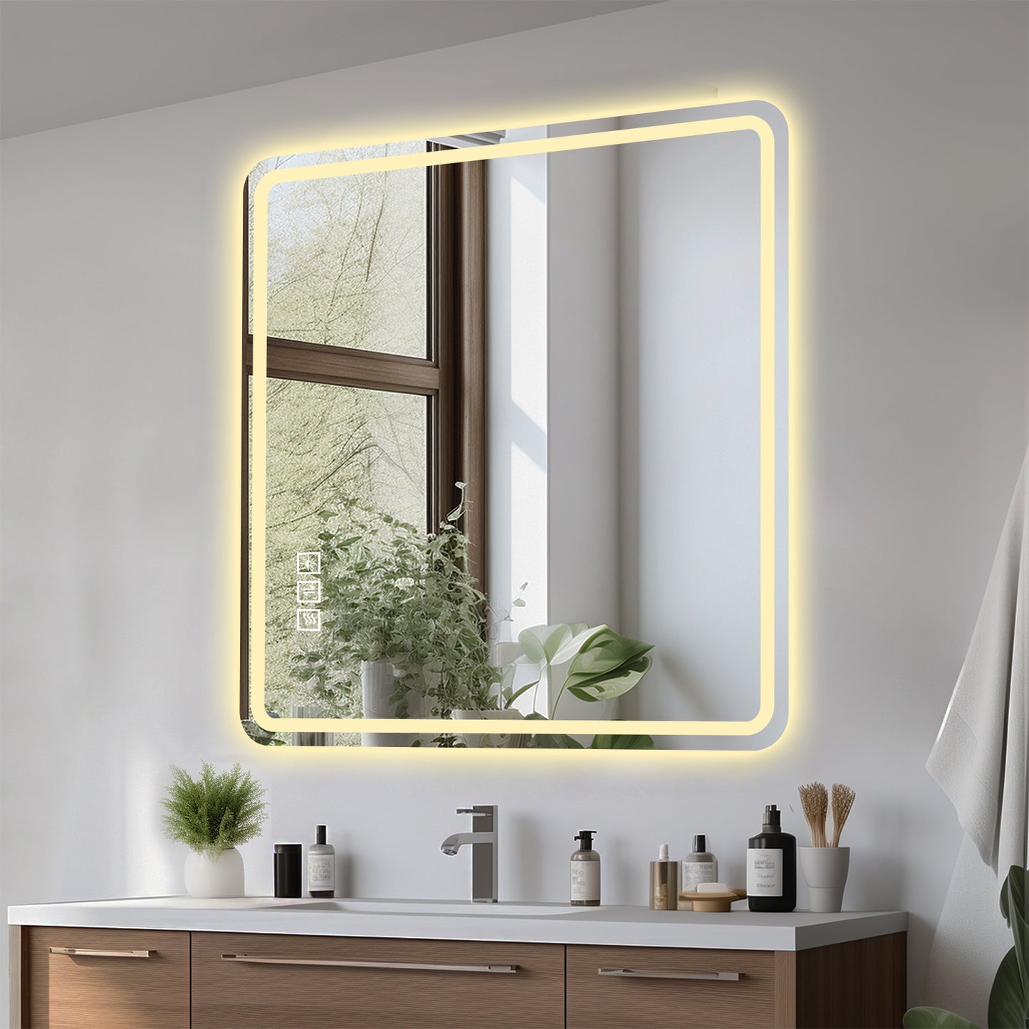 Miroir LED Salle de Bain 91x91cm - Anti-buée Anti-explosion