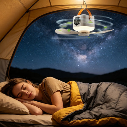 Ventilateur de plafond pour tente avec lumière et trépied, 7200 mAh rechargeable, sur batterie