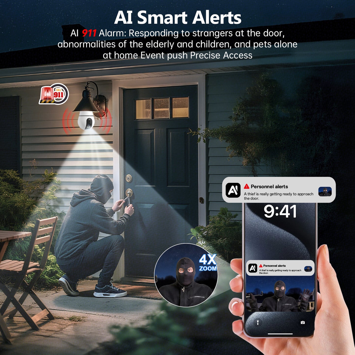 AI Detection 360 Degree HD 3MP CCTV Video Light Bulb E27 IP Wireless Mini Security Hidden Wifi Camera