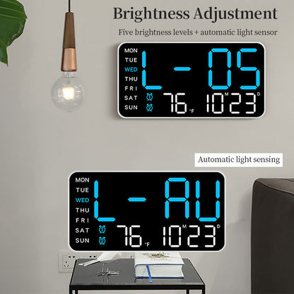 Digital Wall Clock with Temperature, LED Display, USB/Battery Power for Home Decor