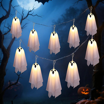 Halloween Ghost Lights – 8-Mode Waterproof String Lights for Indoor/Outdoor Party, Haunted House, Fireplace, Porch