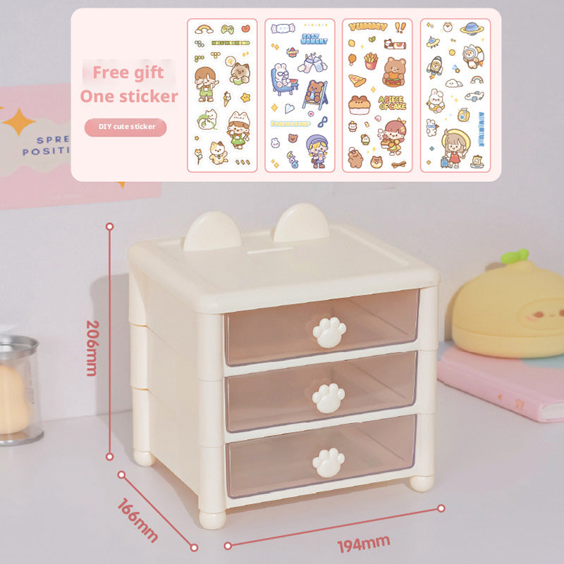 Desktop storage box-100C beige-1 piece