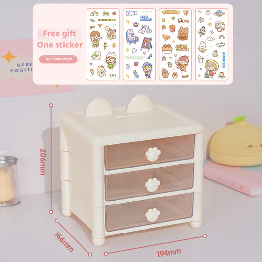 Desktop storage box-100C beige-1 piece