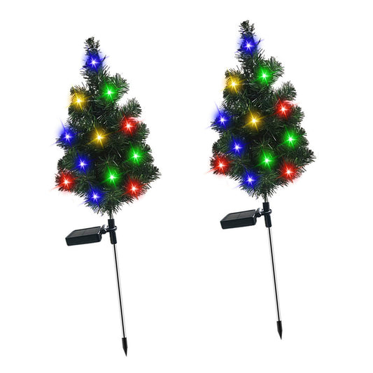 Solar Lawn Lamp Ground Stake Xmas Tree Water Proof Holiday Landscape Light For Outdoor Garden Courtyard Decoration