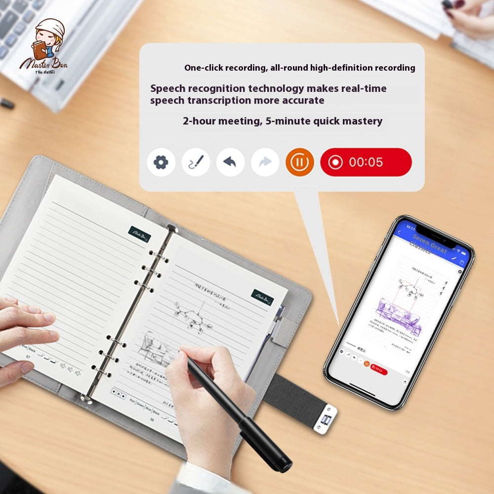 Multi Functional Fingerprint Lock Notebook A5 Paper Screen Synchronization