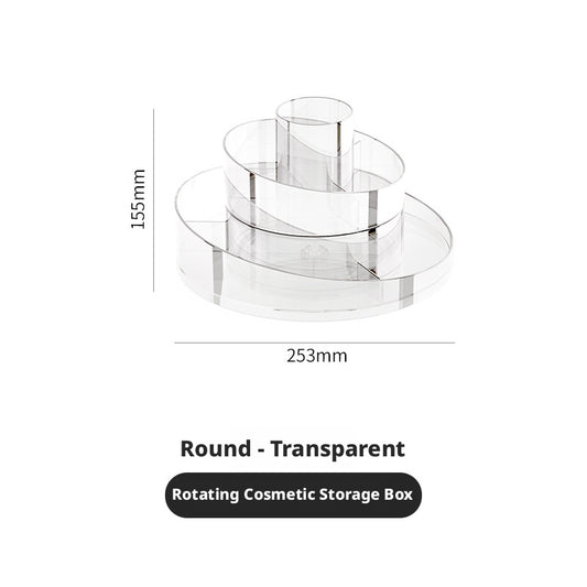 Rotating cosmetics storage box-transparent double layer round-1 piece