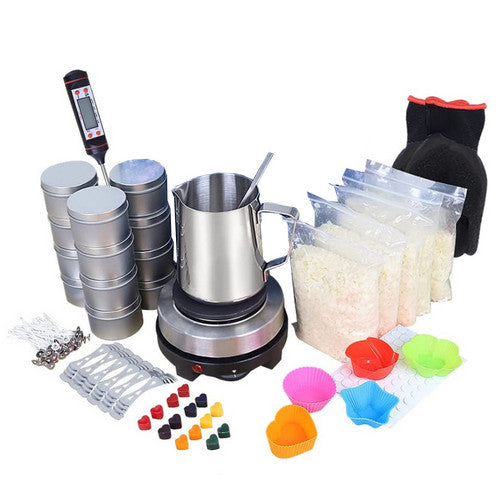 DIY Candle Making Kit 1KG Wax Bean Electric Wax Melter Pouring Pot Thermometer