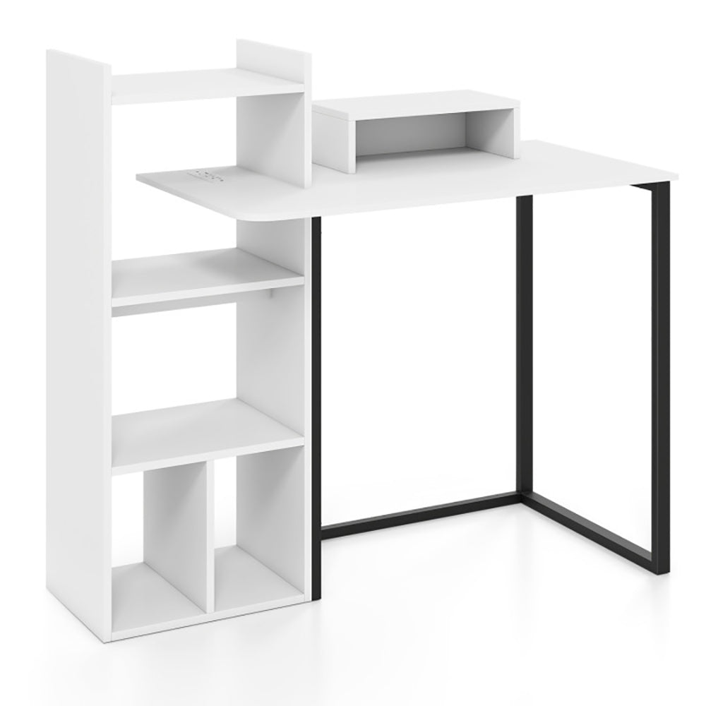 Computer Desk With Charging Station And Ergonomic Monitor Stand With Non-slip Foot Pads For Living Room, Bedroom, Study And Office