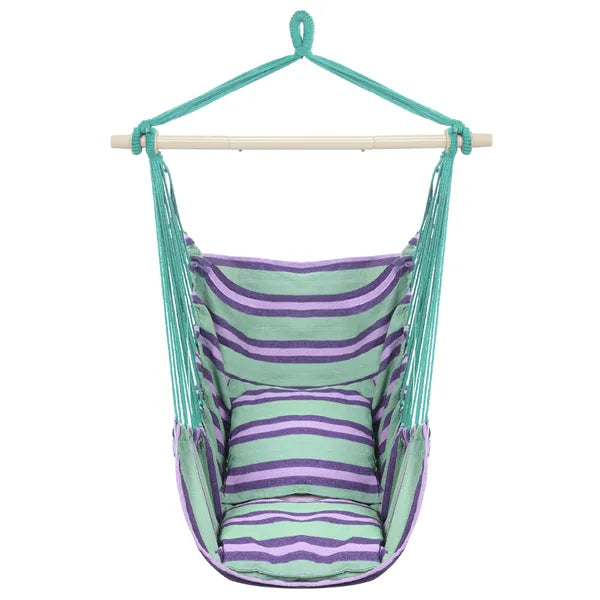 Distinctive Cotton Canvas Hanging Rope Chair With Pillows Green