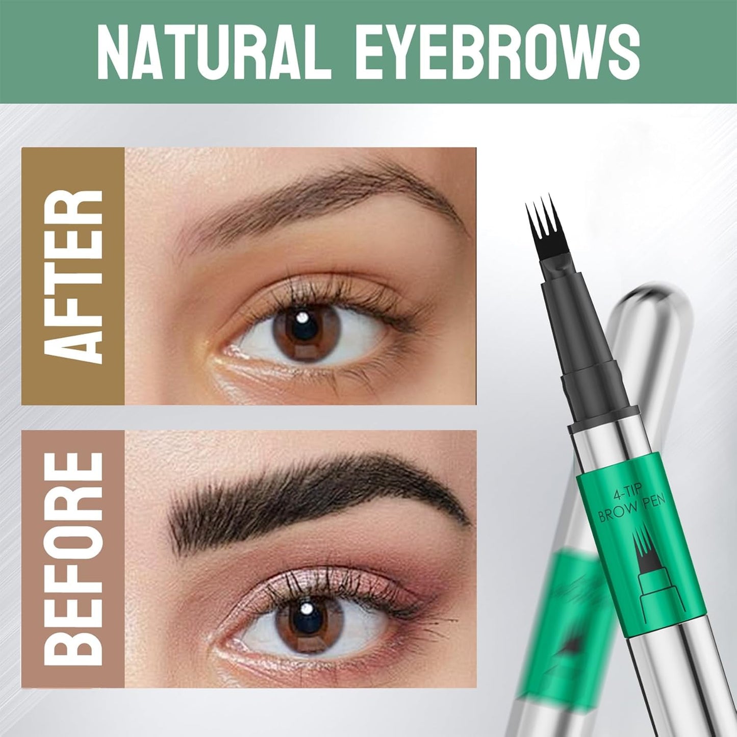 Microblading Eyebrow Pen, Waterproof Eye Brow Pen With 4 - Fork - Tip Liquid Bro