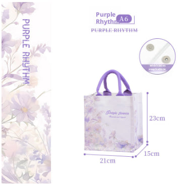 Portable canvas bag-buckle type-small flower model-purple-1 piece