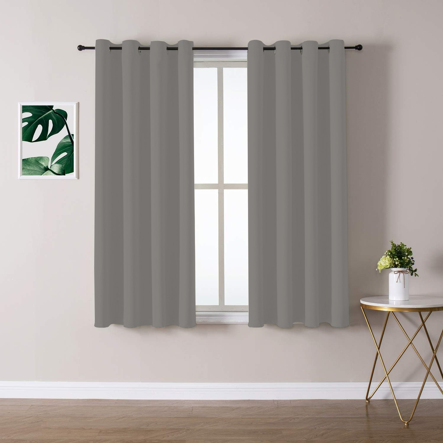 2X Blockout Curtains  Blackout Window Curtain Draperies Pair Eyelet 3 Layers-Light Grey132CM-W X 137CM-D