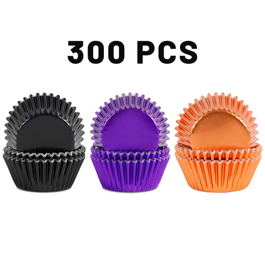 300 Pcs Halloween Foil Cupcake Liners