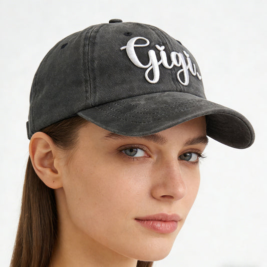 Gigi Hat For Men Women, Adjustable Embroidered Wash Cotton Baseball Cap