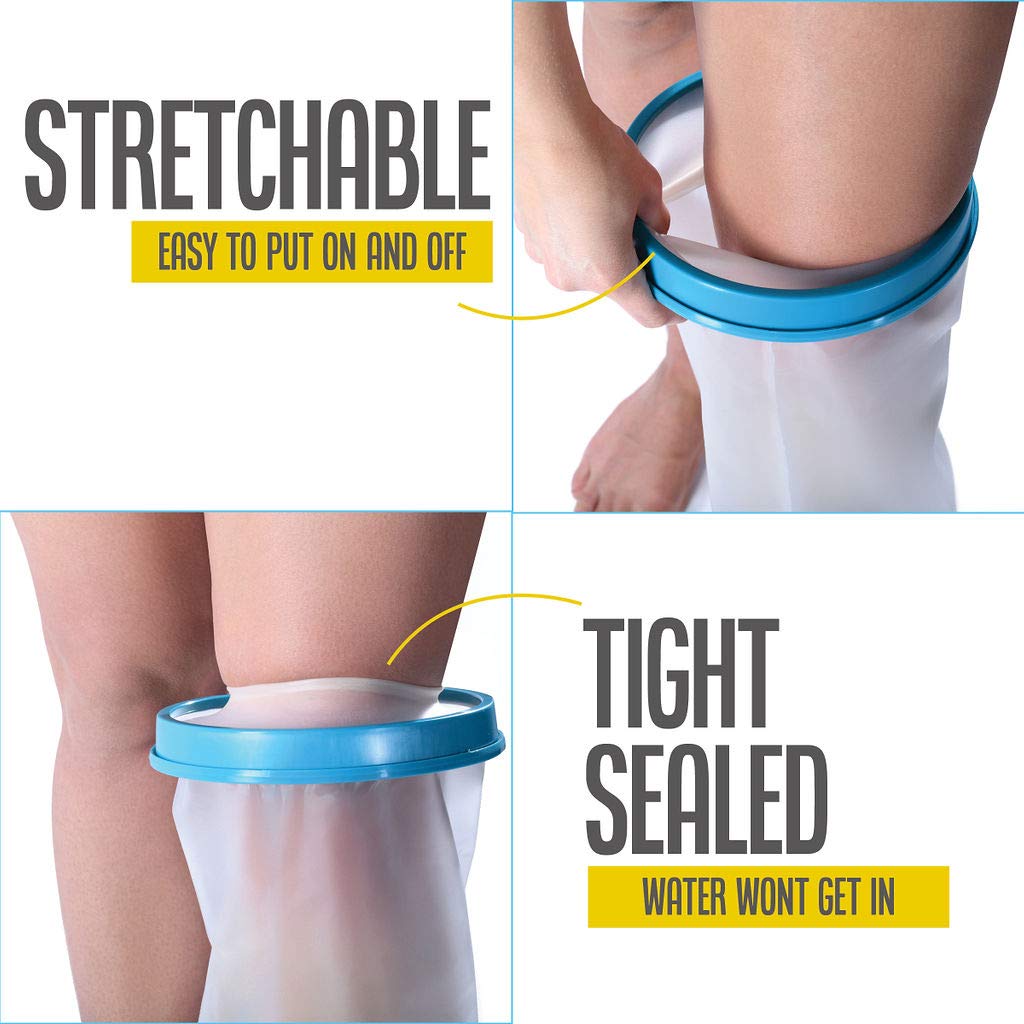 Medical king 100% Waterproof Cast Covers for Shower Leg 2pk Reusable Full Leg Cast Cover for Showering Cast Protector for Shower Leg Adult