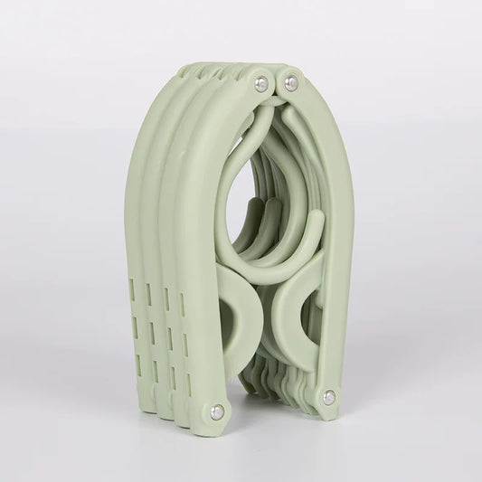 Travel Portable Folding Clothes Hanger-Solid Color-Matcha Green-1 Pack
