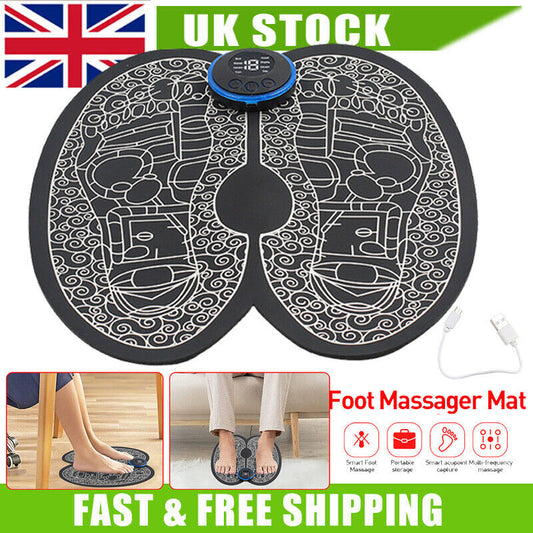 EMS Foot Massager Mat Electric Pad Blood Muscle Circulation Relief Pain LED USB