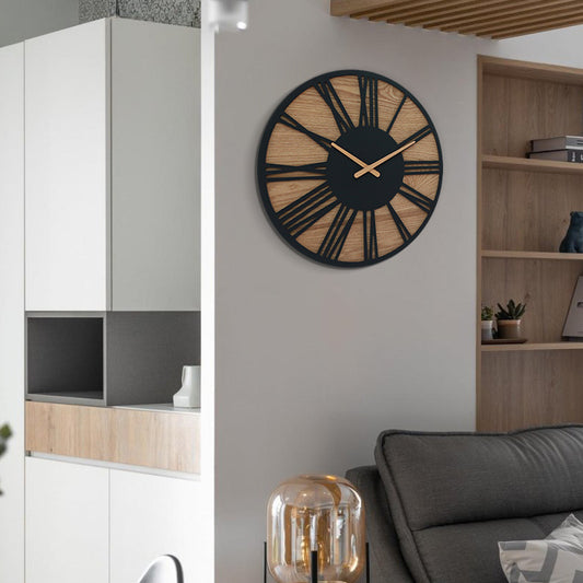 Living Room Creative Retro Wood Quartz Mute Wall Clock