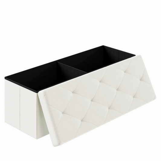 43 Inches Folding Ottoman With Storage Bench, Foot Rest Stool, End Of Bed Storag