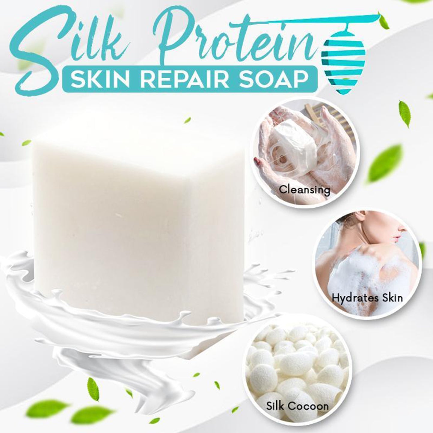 Natural Goat Milk Cleansing Soap Silk Protein Skin Repair Soap Bar Handmade Silk Protein Foam Wash Bath Skin Care Soap