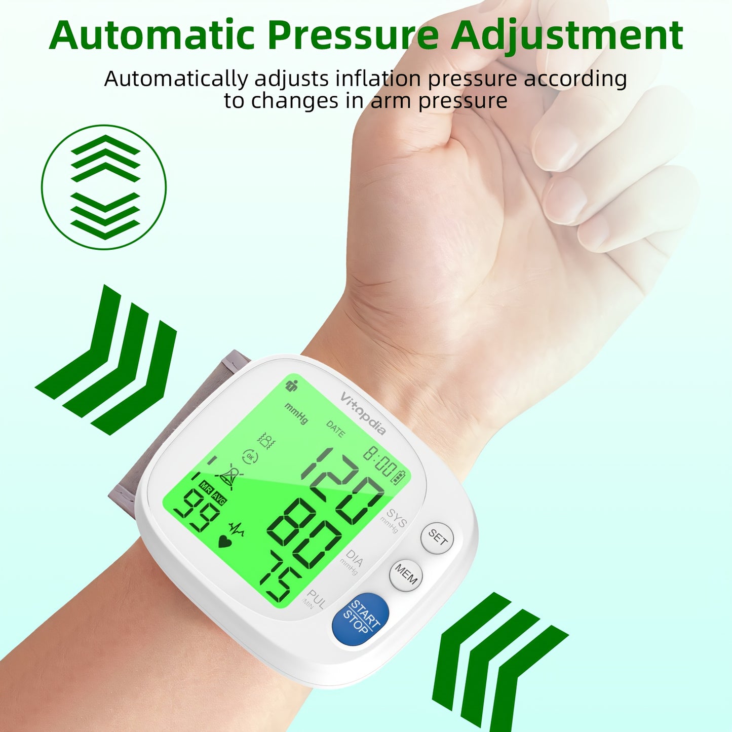 Blood Pressure Monitors for Home Use Rechargeable Wrist Digital BP Machine Cuff with LED Backlit Display, Voice Broadcast, 240 Memory Storage for 2 Users with Carrying Case, Blood Pressure Monitor for Home, Blood Pressure Mon