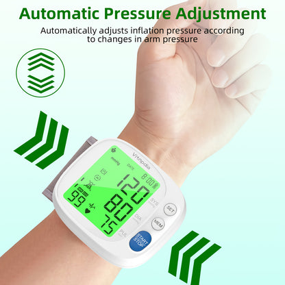 Blood Pressure Monitors for Home Use Rechargeable Wrist Digital BP Machine Cuff with LED Backlit Display, Voice Broadcast, 240 Memory Storage for 2 Users with Carrying Case, Blood Pressure Monitor for Home, Blood Pressure Mon