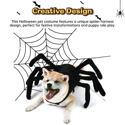 Spider Back Design Pet Halloween Costume – Fits Cats, Small/Medium Dogs & Puppies