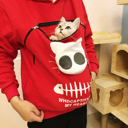Cat Carrier Hoodie - Portable Pet Clothes for Walking, Cuddling, and Carrying Cats or Dogs