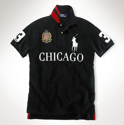 Summer men's polo shirt with a collar embroidered with Malaysian city style casual plus size t-shirt