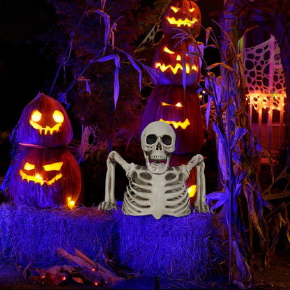 Halloween glowing skull decor for outdoor yard, spooky props for vacation home.