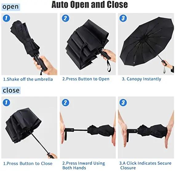 Parapluie de Voyage Pliable Automatique - Coupe-vent