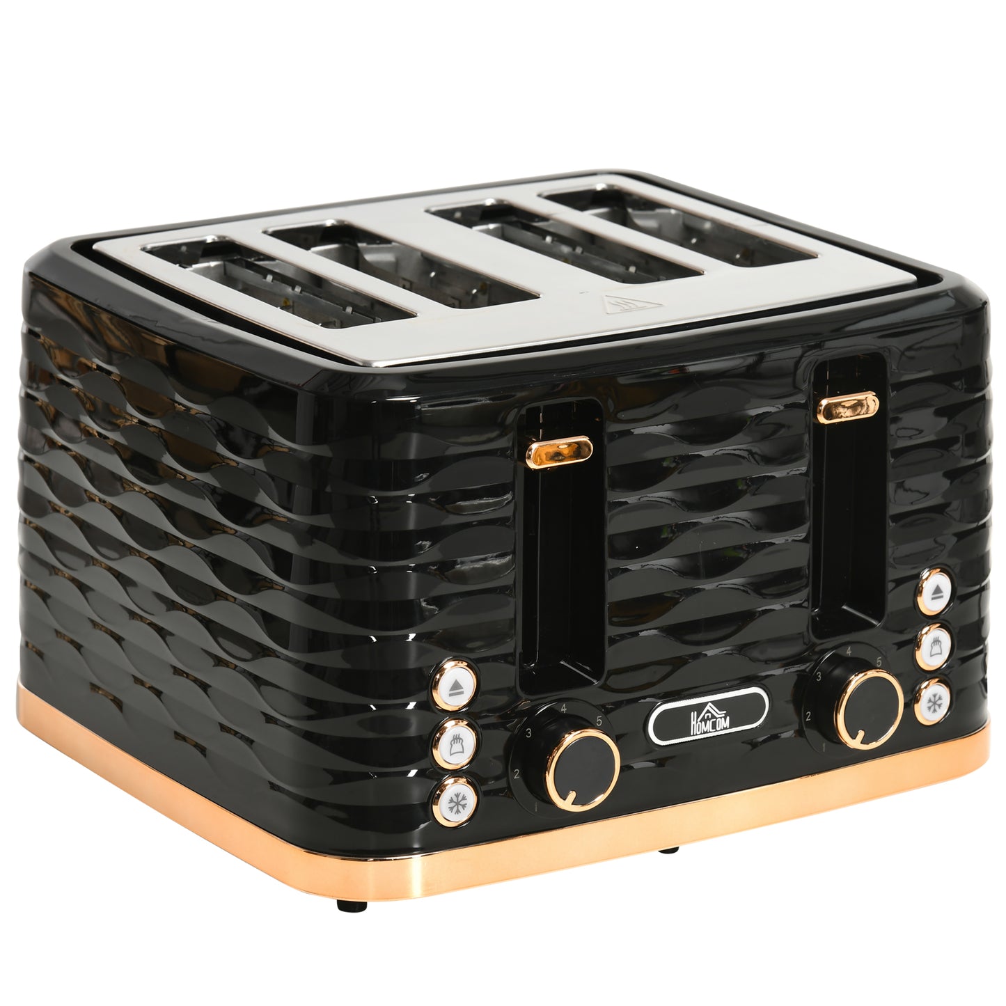 Grille-pain 4 tranches au design ondulé, noir