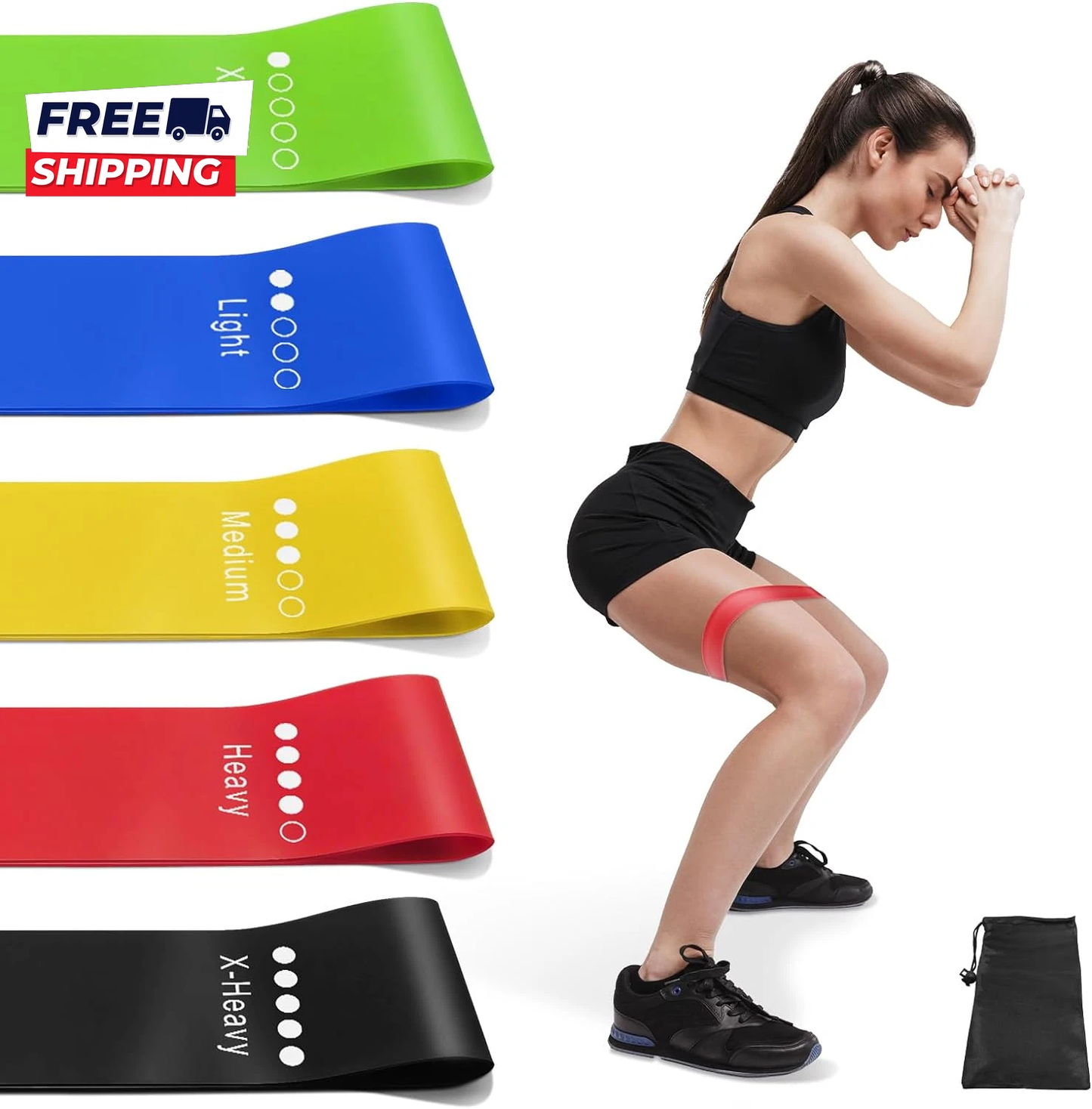 Lot de 5 Bandes de Résistance Élastiques - Musculation Yoga