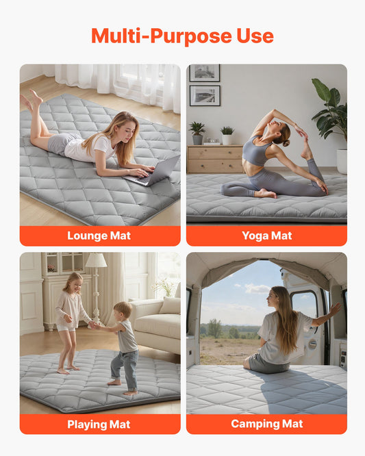 Japanese Tatami Mat, Queen Size Foldable Japanese Tatami Mattress, Futon Mattress With Storage Bag & Fastener, 9-Layer Floor Mat For Sleeping, Dormitory, Meditation, Yoga, 80 X 60 X 3.5 In, Gray