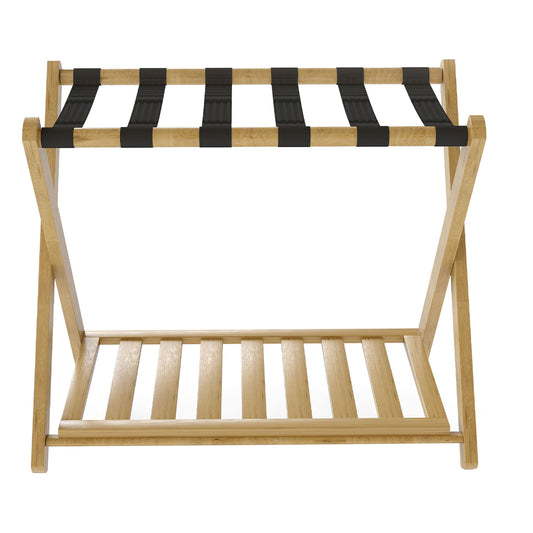 Porte-valise pliable en bambou renforcé avec étagère de rangement pour hôtel et chambre d'amis