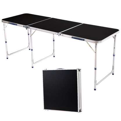 6ft 180 - 60cm Aluminum Alloy 3 - Fold Portable Folding Table, Adjustable Height