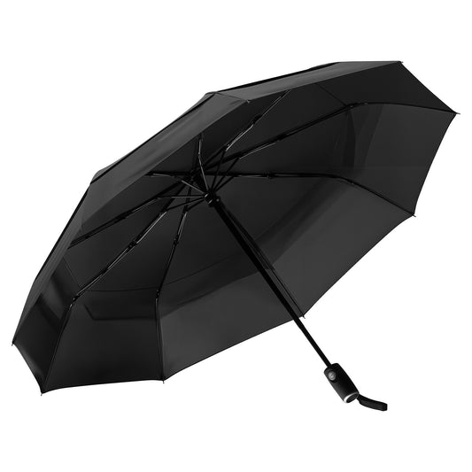 Travel Umbrella, 42 In Portable Compact Umbrellas, Automatic Open-Close Umbrella,  Lightweight & Durable With Flexible Fiberglass Ribs, Windproof, Rainproof, And Sun-Blocking Canopy,Black